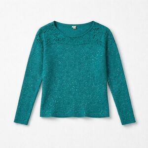 Teal Long Sleeve Lace Sweater by Reba -XL